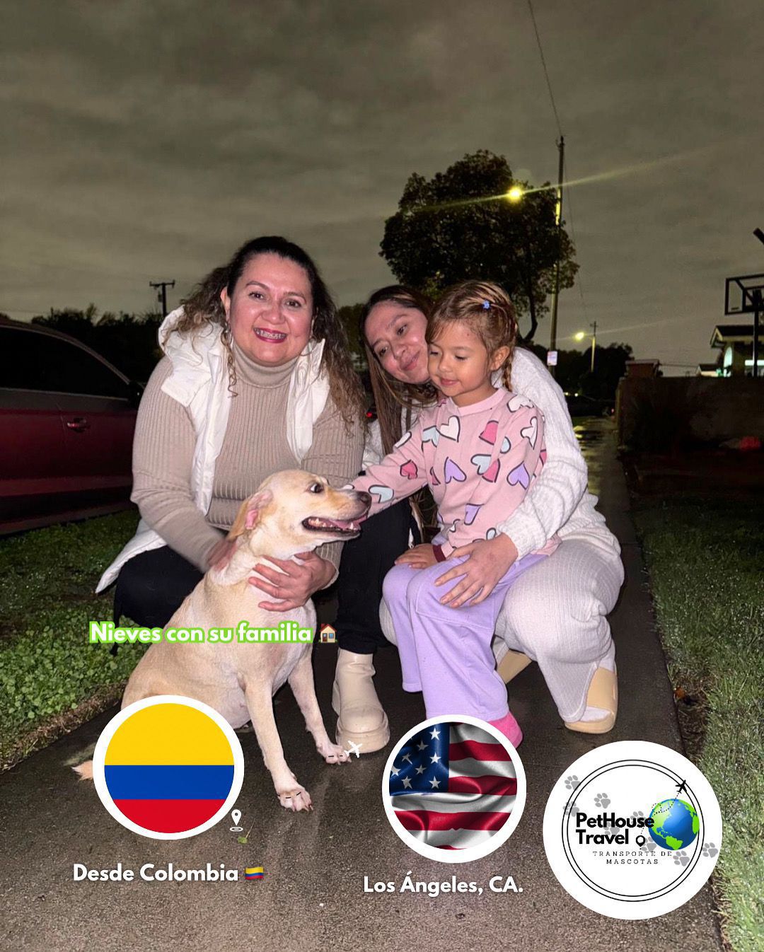 Nieves con su familia desde Colombia a Los Ángeles